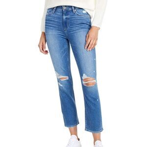 Paige Size 24 Cindy Crop Medium Wash Distressed Raw Hem